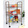 Modern Home/Office Organization Portable Furniture Multifunction 3-Tier Metal Wire Sundry Storage Trolley